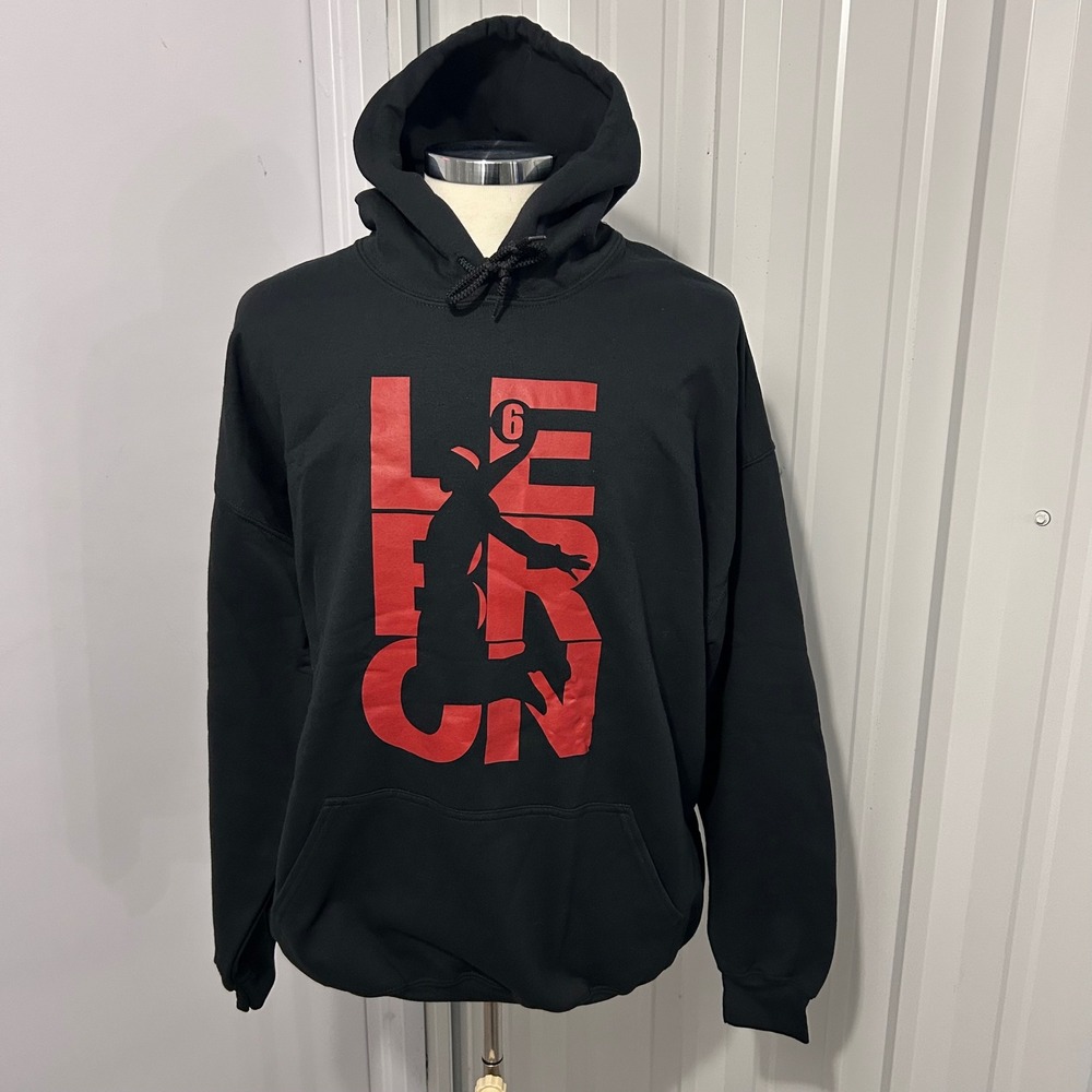 LeBron James Graphic Hoodie Mens Black Red Basketball Sweatshirt No 6 Size XXL